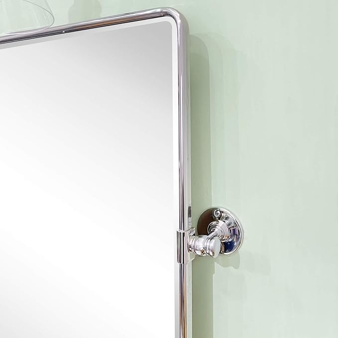 TEHOME 40x30'' Chrome Pivot Mirror Horizontal 30x40'' Metal Framed Rectangle - Image 4