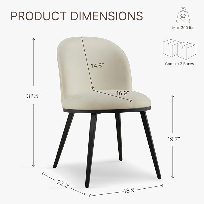 Dining Chairs Set of 6, Fabric Upholstered Dining Room Chairs - Image 2
