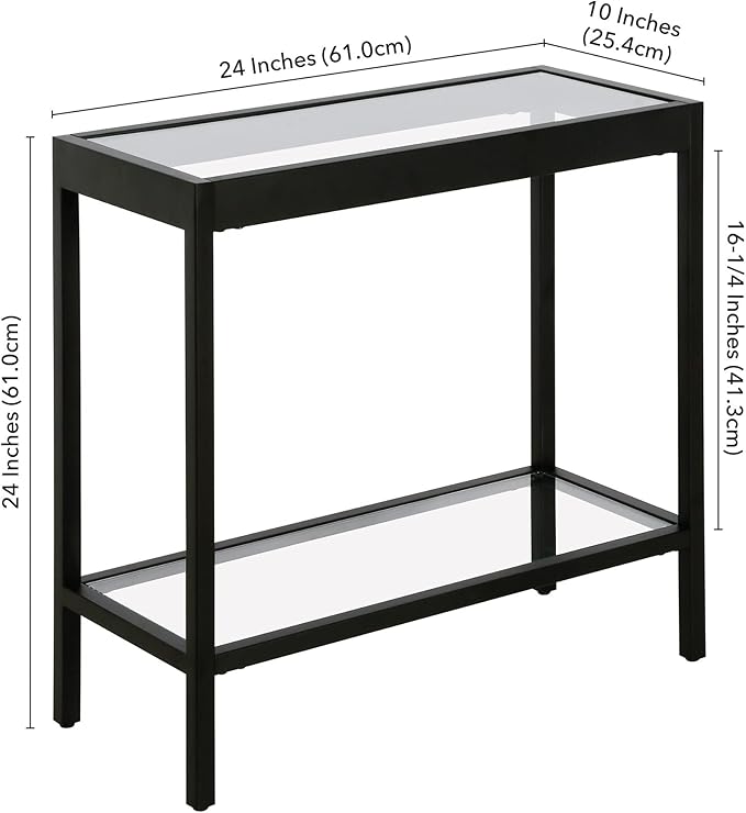 Henn&Hart 24" Wide Rectangular Rectangular Side Table in Blackened Bronze - Image 3