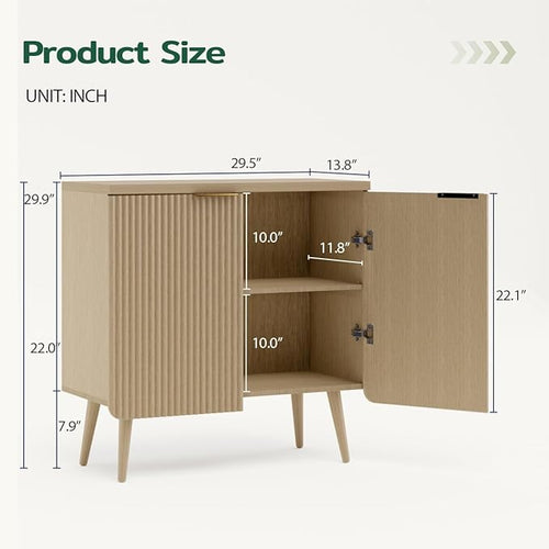 29.5" Sideboard Cabinet with Doors, Modern Buffet Cabinet with Adjustable Shelf - Image 2