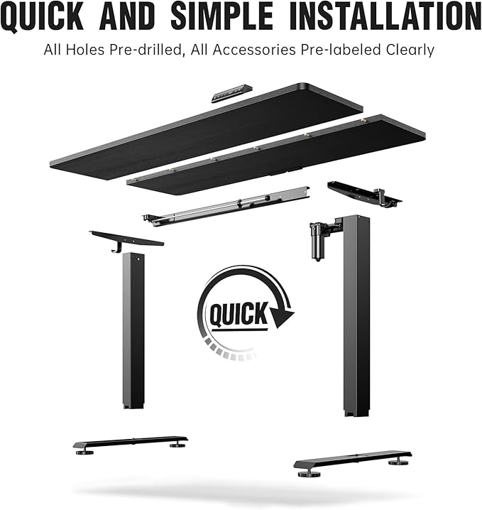 Veken 55 Inch, Height Adjustable Sit Stand Up, Wood Desktop, Work Home Office - Image 6