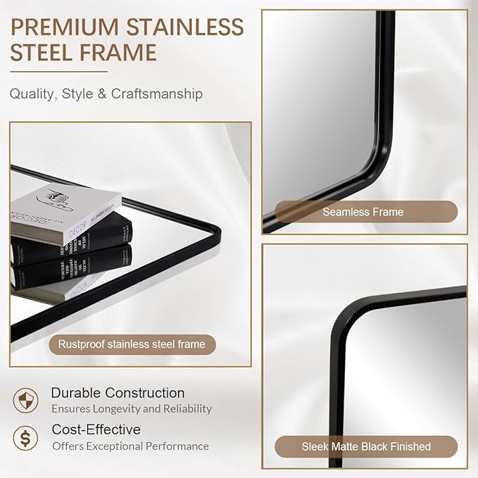 ANDY STAR Wall Mirror for Bathroom, 24x40 Inch Bathroom Vanity Mirror, Tube - Image 6