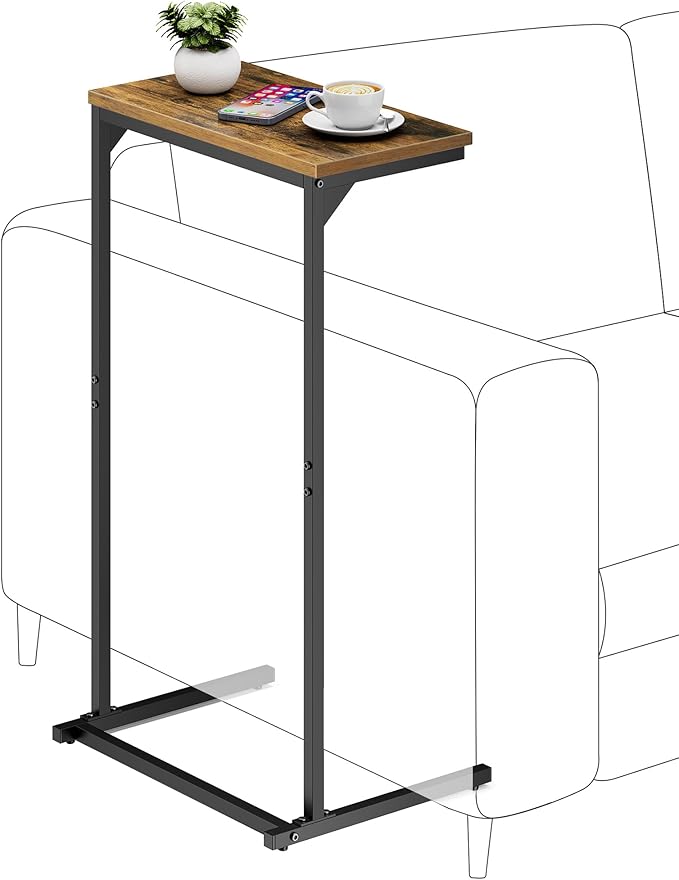 TUTOTAK C Shaped End Table, Tv Tray, Small Side Table, 28.7 inch Tall Couch - Image 7