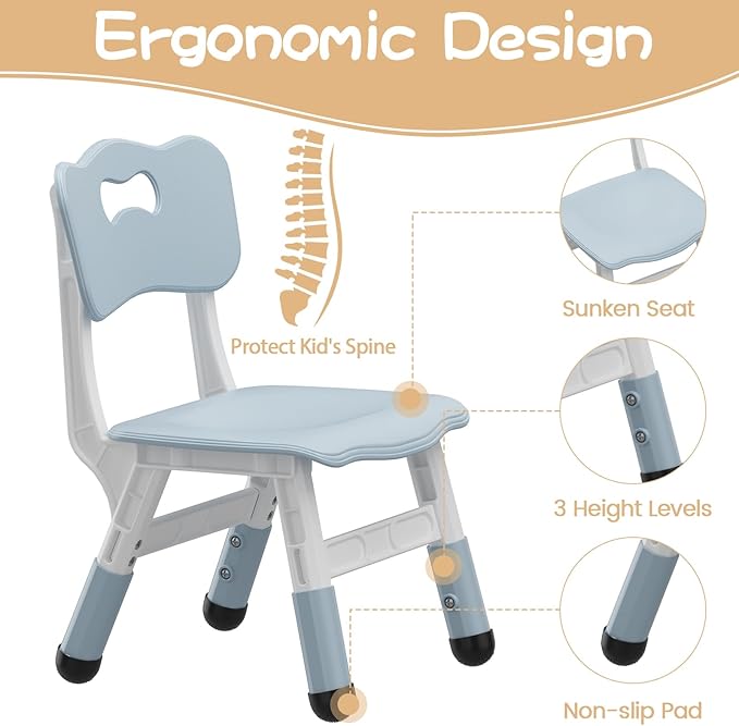 GarveeHome Kids Table and 2 Chairs Set, Height Adjustable Toddler Table and - Image 9