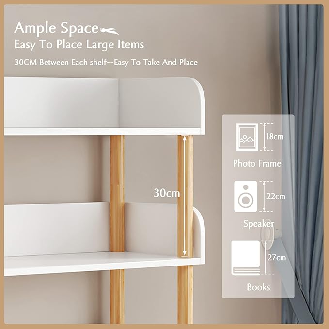 4-Tier Wooden Open Bookcase - Image 5