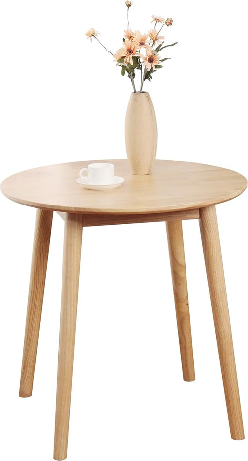 28.3" Small Round Dining Table for 2, Wooden Space-Saving Kitchen Dinner Table by OGMILL