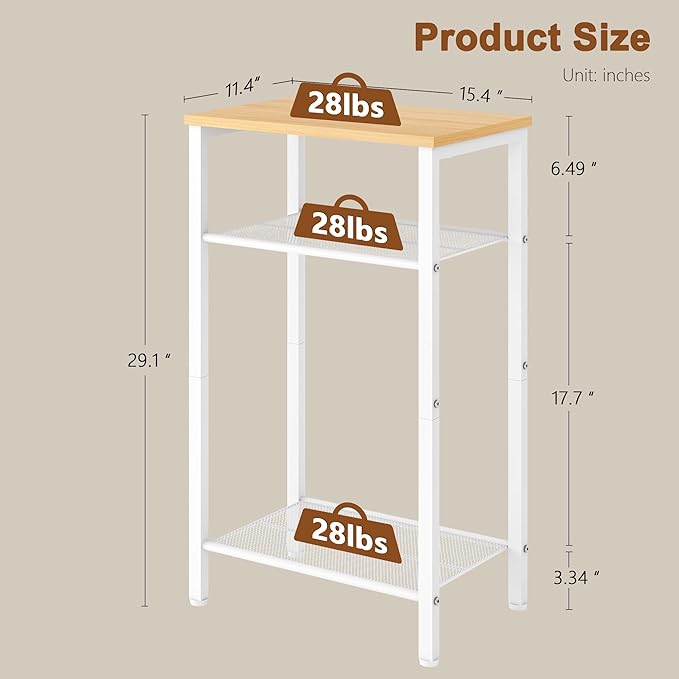 Hoctieon 2-Set 3 Tier End Table, Telephone Table Set of 2, Tall Side Table - Image 3
