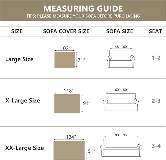 MYSKY HOME Dog Sofa Covers Khaki L-Shaped Sofa Slipcovers, Loveseat Couch - Image 6