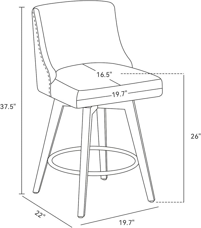Bar Stools Set of 2, Upholstered Kitchen Island Counter Stools - Image 3