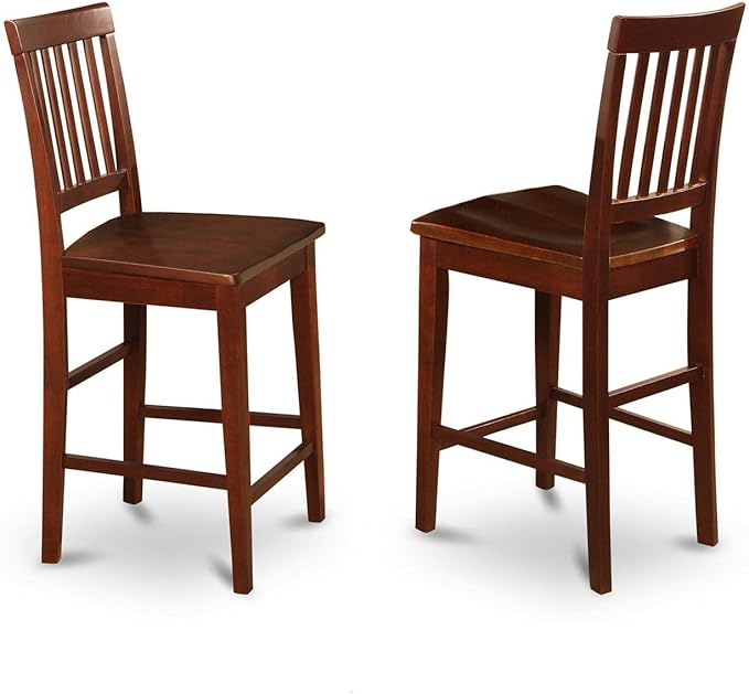 East West Furniture EDVN3-MAH-W 3 Piece Kitchen Counter Height Dining Table Set - Image 3