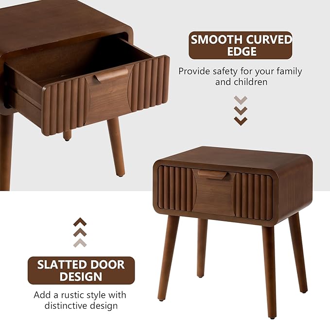 COSIEST Mid Century Modern Nightstand, MCM Vintage Bedside Table - Image 6