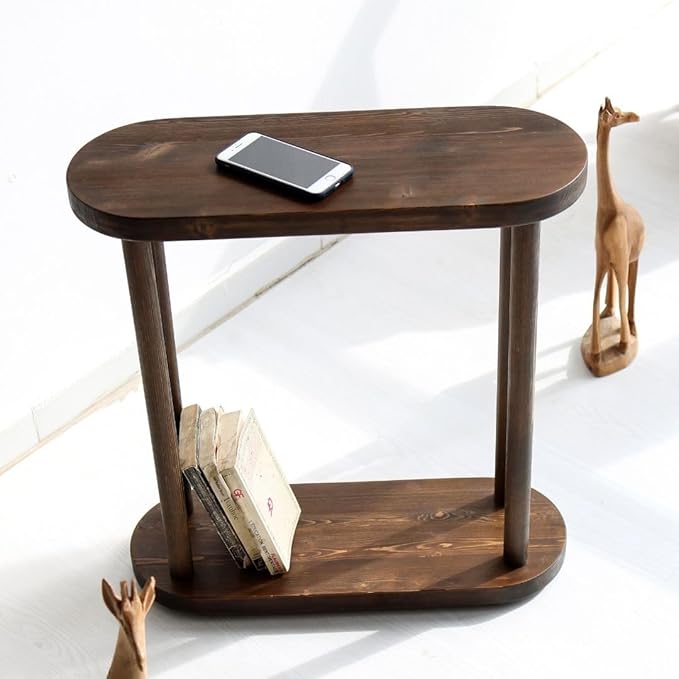 Oval Solid Wood Narrow Side Table, Slim End Table, Small Coffee Table - Image 5