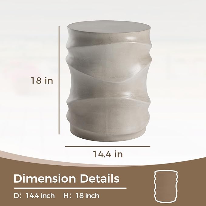 COSIEST Set of 2 Outdoor Side Table, 2 Pieces Concrete Table - Image 3