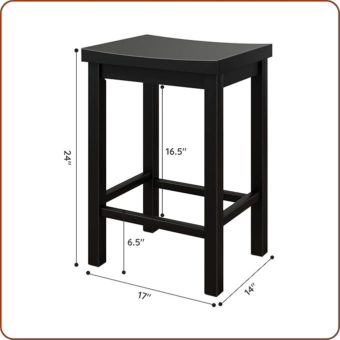Grain & Grove Smith Collection Solid Wood Counter Height Bar Stool, 24-Inch - Image 2