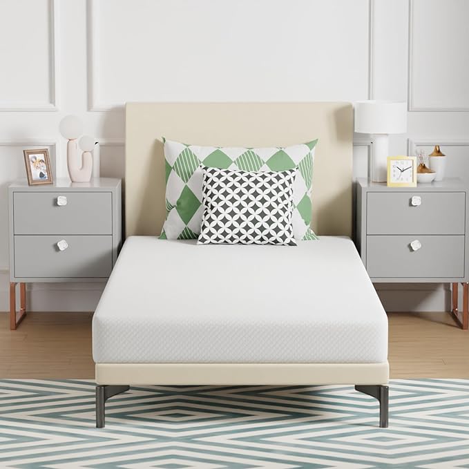 FDW | 6 Inch Twin Mattress | Medium Firm | Gel Memory Foam Mattress | White | by FDW