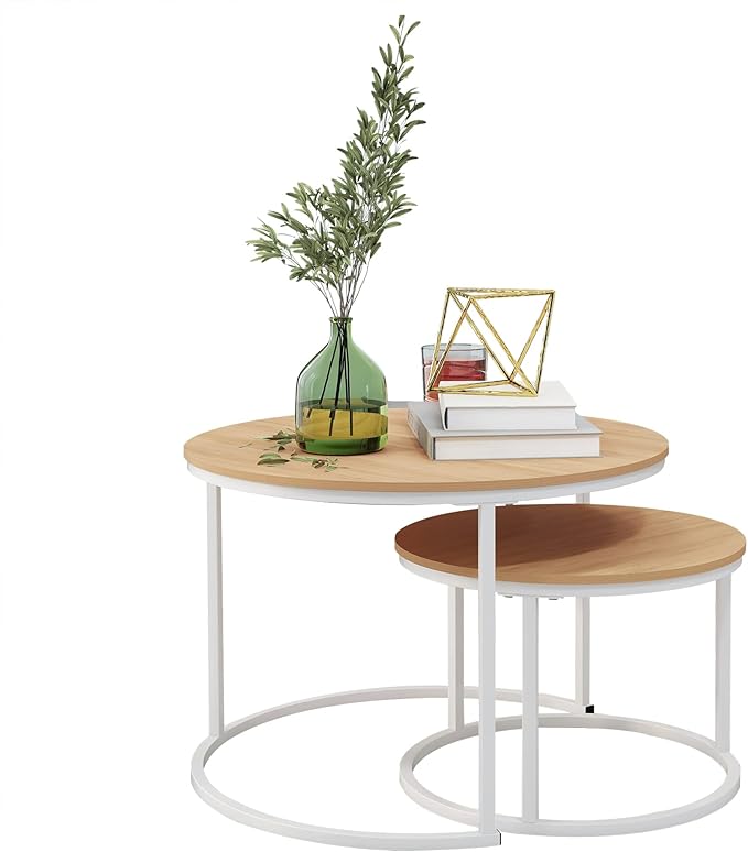 Round Coffee Table Set of 2 End Table - Image 6