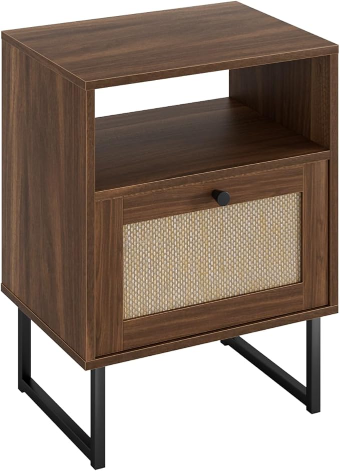 Masupu Extra Large Rattan Nightstand, Modern Boho Farmhouse Wood Bedside Table - Image 8