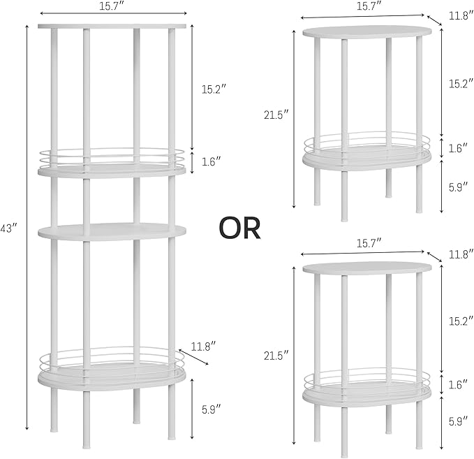 Round Side Table Set of 2, Bedside Table - Image 3