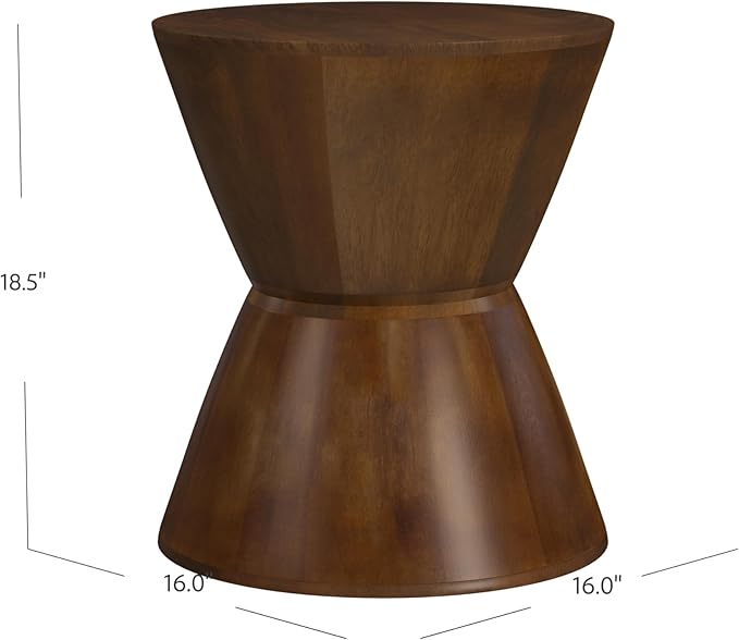 HomePop Walnut Mango Wood End/Side Round Table - Image 3