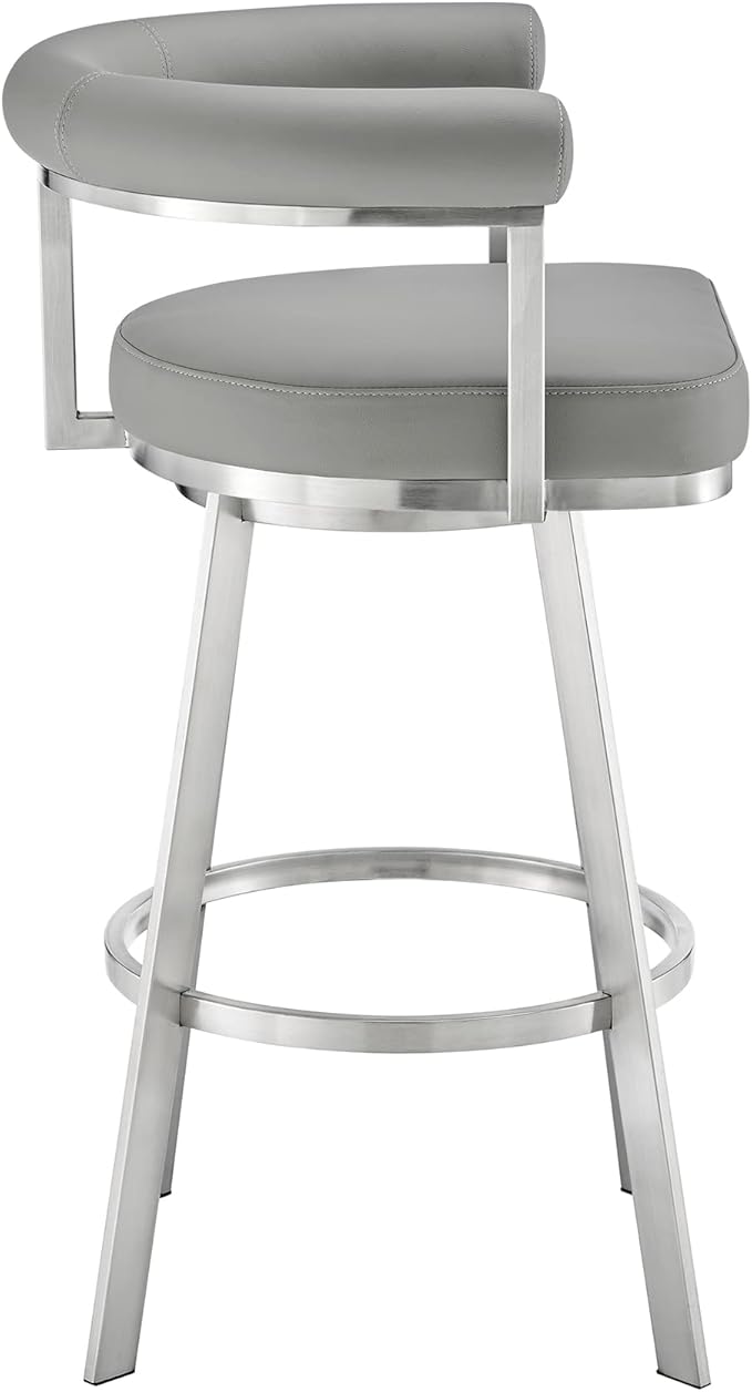 Armen Living Magnolia Swivel Bar Stool in Brushed Stainless Steel - Image 5