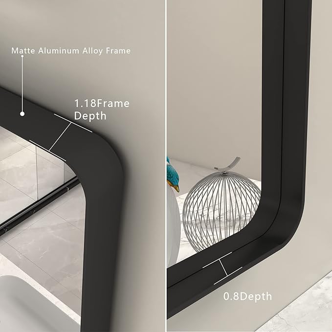 60x30 Black Framed Bathroom Mirror - Image 2