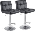 Sweetcrispy Bar Stools Set of 2, Armless PU Leather Adjustable Swivel Barstools by Sweetcrispy
