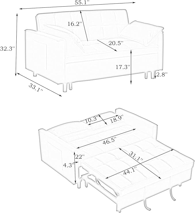 Ball & Cast Velvet Futon Sofa Couch - Image 2