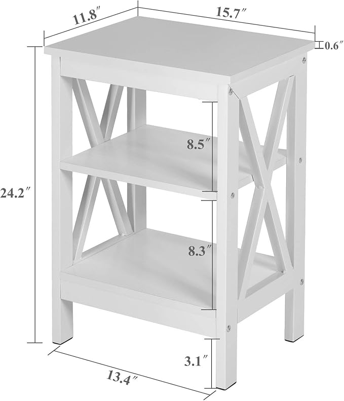 VECELO Modern Nightstands X-Design Side End Table Night Stand - Image 3