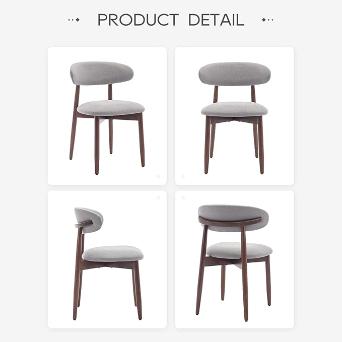 COLAMY Wooden Dining Chairs Set of 4, Modern Fabric Upholstered Kitchen Chairs - Image 9