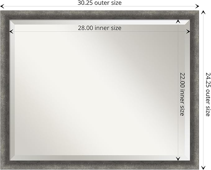Amanti Art Grey Wall Mirror 24x30 Burnished Concrete Narrow Rectangle Bathroom - Image 4