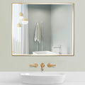 30x36 Inch Gold Mirror with Beveled Trim, Aluminum Frame Bathroom Vanity Mirror by LEDLUX