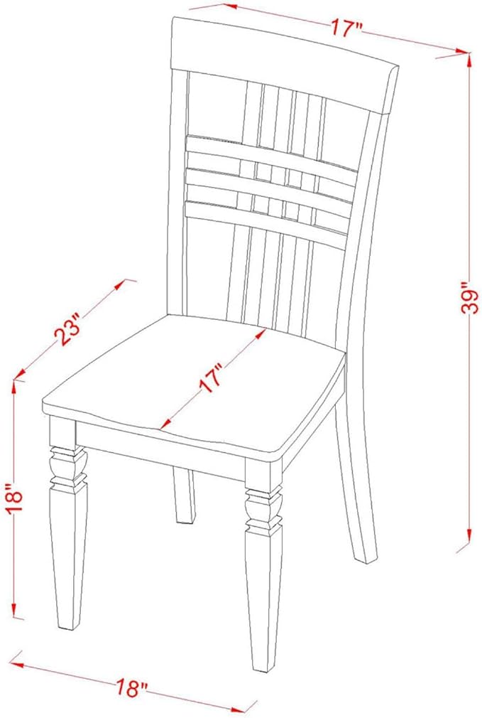 East West Furniture ANLG5-LWH-W 5 Piece Dining Table Set - Image 5