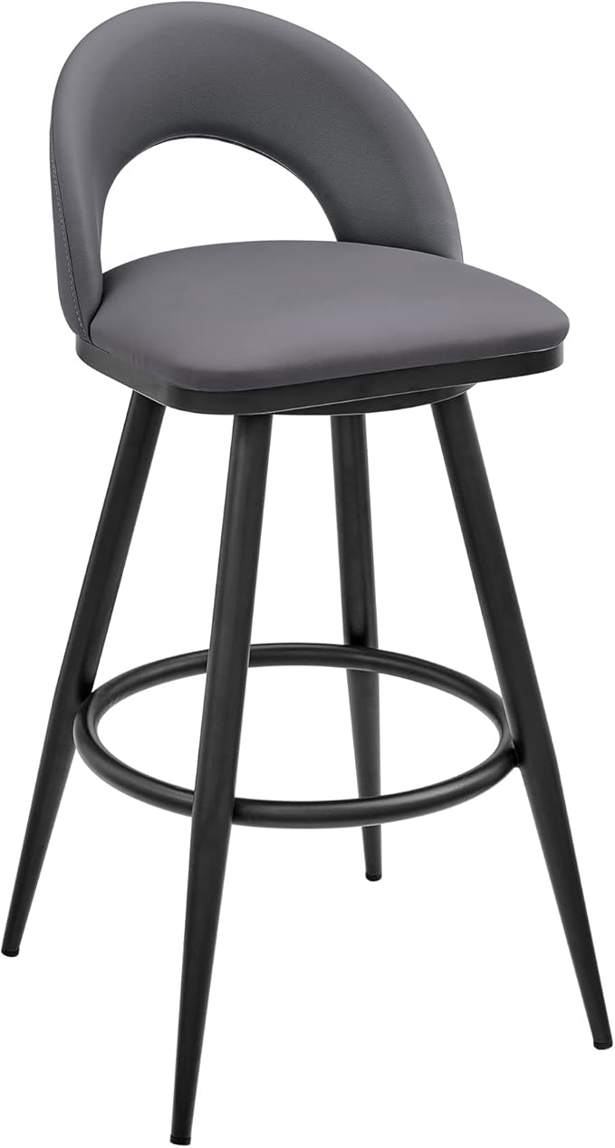 Armen Living Charlotte Swivel Bar Stool in Black Metal by ArmenLiving