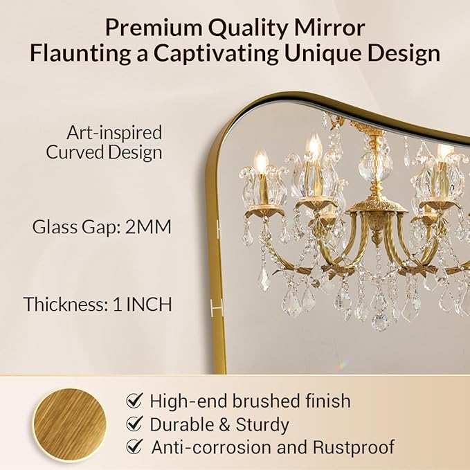 Gold Bathroom Mirror, Irregular Wall Mirror - Image 4