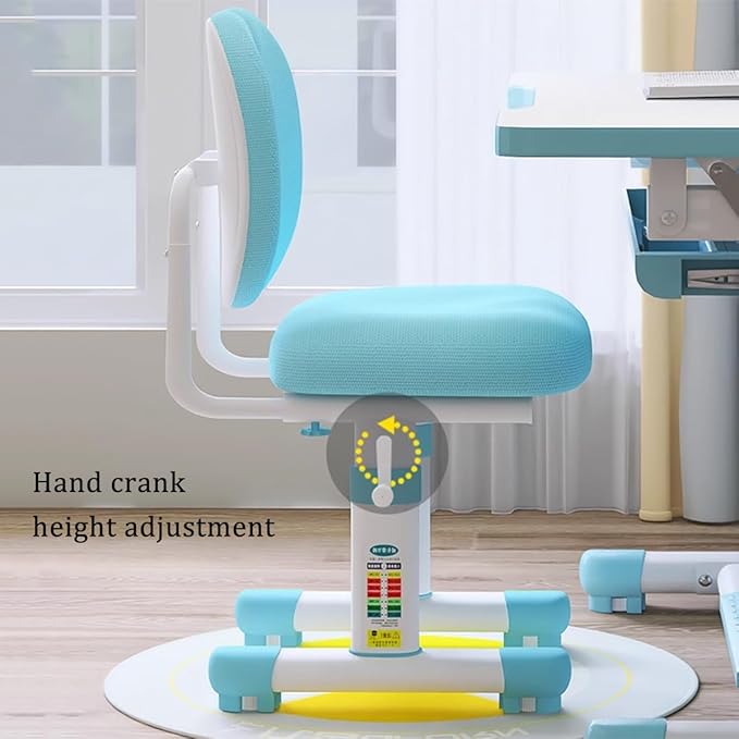 Kids Study Table and Chair Set Blue Height Adjustable Child's School Study - Image 5