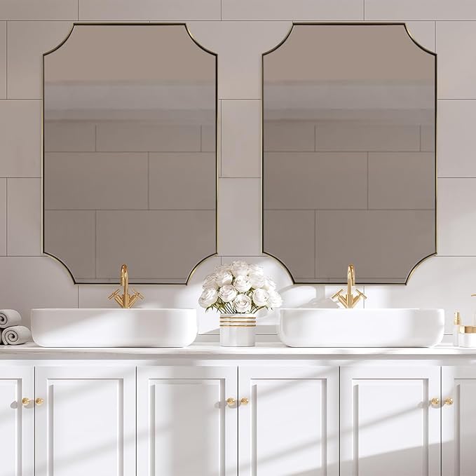 ANDY STAR Gold Scalloped Wall Mirror, 30x40 Brushed Gold Vanity Mirror - Image 9