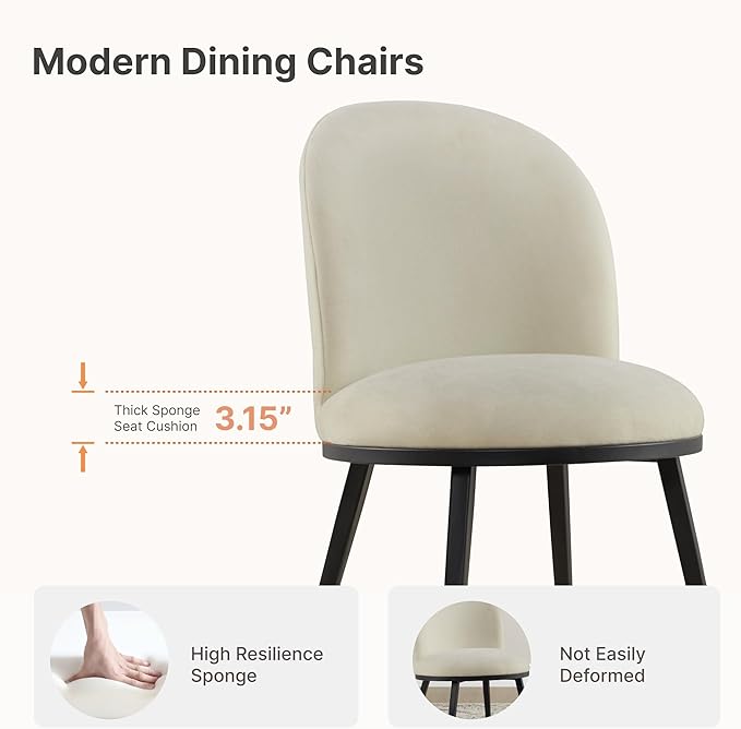 Dining Chairs Set of 4, Fabric Upholstered Dining Room Chairs - Image 3