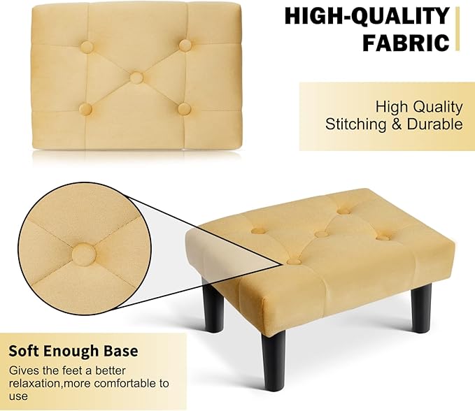 HOUCHICS Small Footstool Ottoman, Velvet Soft Footrest Ottoman - Image 7