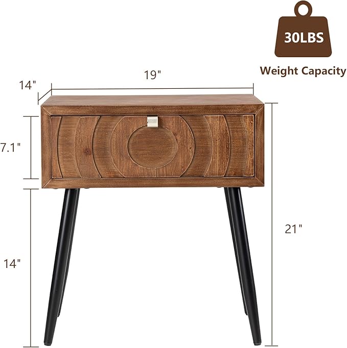 COSIEST End Tables Set of 2, Mid Century Modern Nightstands, Wood Bedside Tables - Image 3