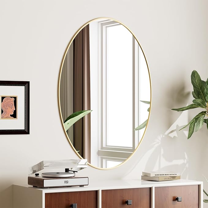 Koonmi Gold Oval Bathroom Mirror, Oval Mirror - Image 6