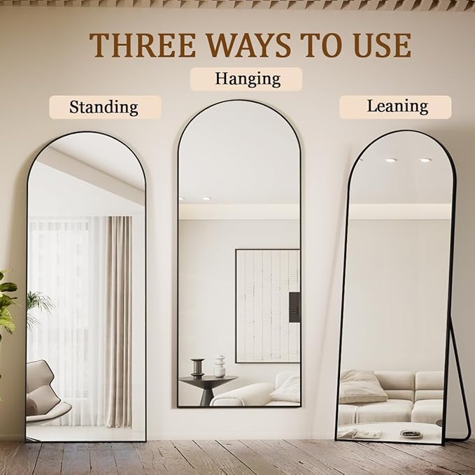 Koonmi 21x56 inch Arched Full Length Mirror, Standing Hanging or Leaning - Image 5
