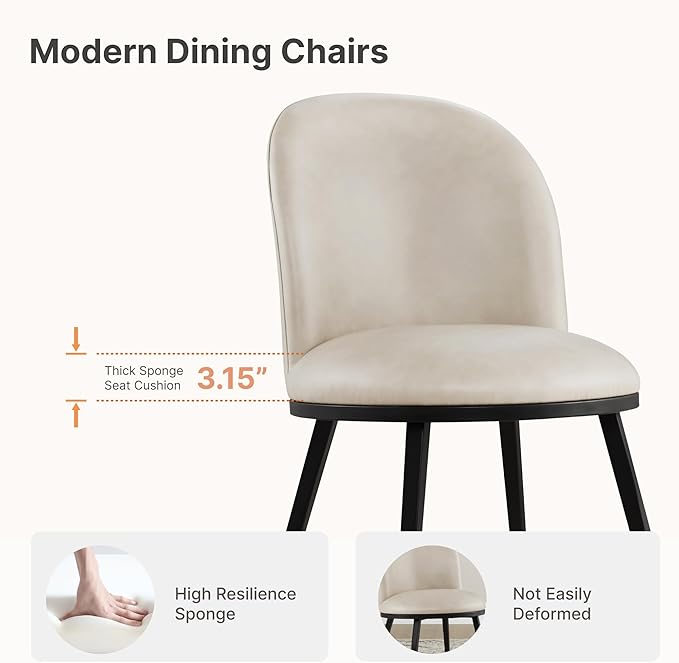 Dining Chairs Set of 4, Faux Leather Upholstered Dining Room Chairs - Image 3