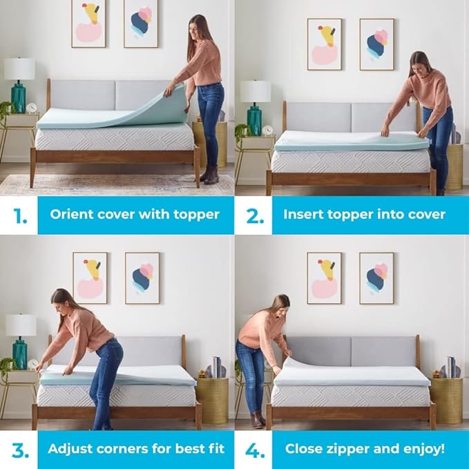 Linenspa 2 Inch Gel Swirl Memory Foam Mattress Topper - Image 3