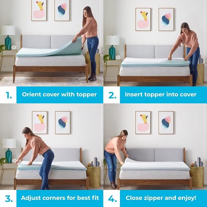 Linenspa 3 Inch Gel Swirl Memory Foam Mattress Topper - Image 3