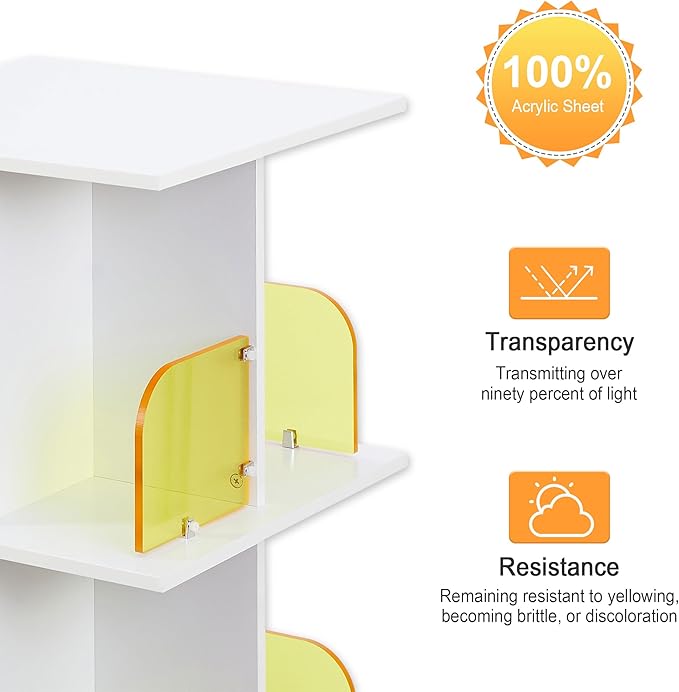 VECELO 4-Tier Rotating Bookshelf, Modern Swivel Bookcase - Image 3