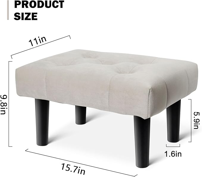 HOUCHICS Small Footstool Ottoman, Velvet Wooden Foot Stool Ottoman - Image 2