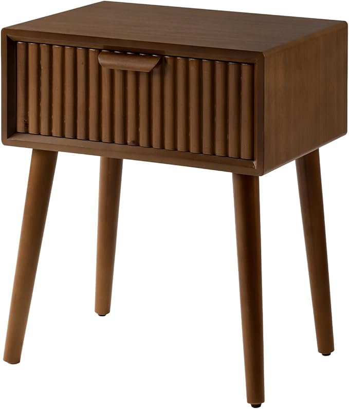 COSIEST Modern End Table w Striped Pattern, Mid-Century Nightstand w Storage - Image 9