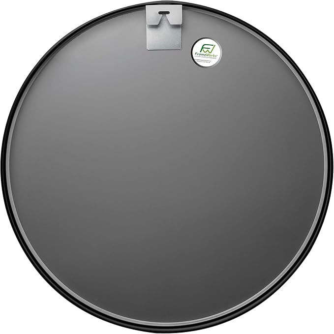 FrameWorks 20" Deluxe Contemporary Black Circular Aluminum Mirror - Image 2