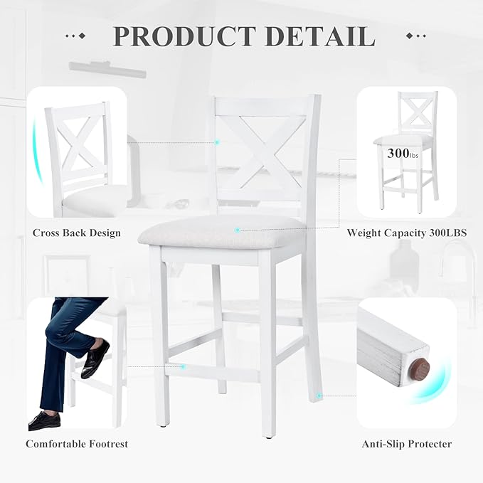 COLAMY Counter Height Bar Stools Set of 4, Kitchen Island Stools - Image 4