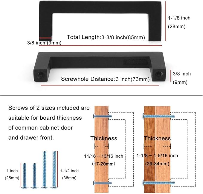 KOOFIZO Oil Rubbed Bronze Cabinet Pulls Bronze Cabinet Handles, 10 Pack 3 Inch - Image 7